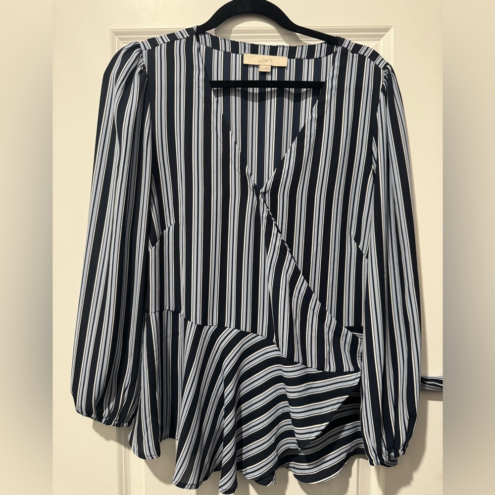 LOFT Navy and White Striped Top